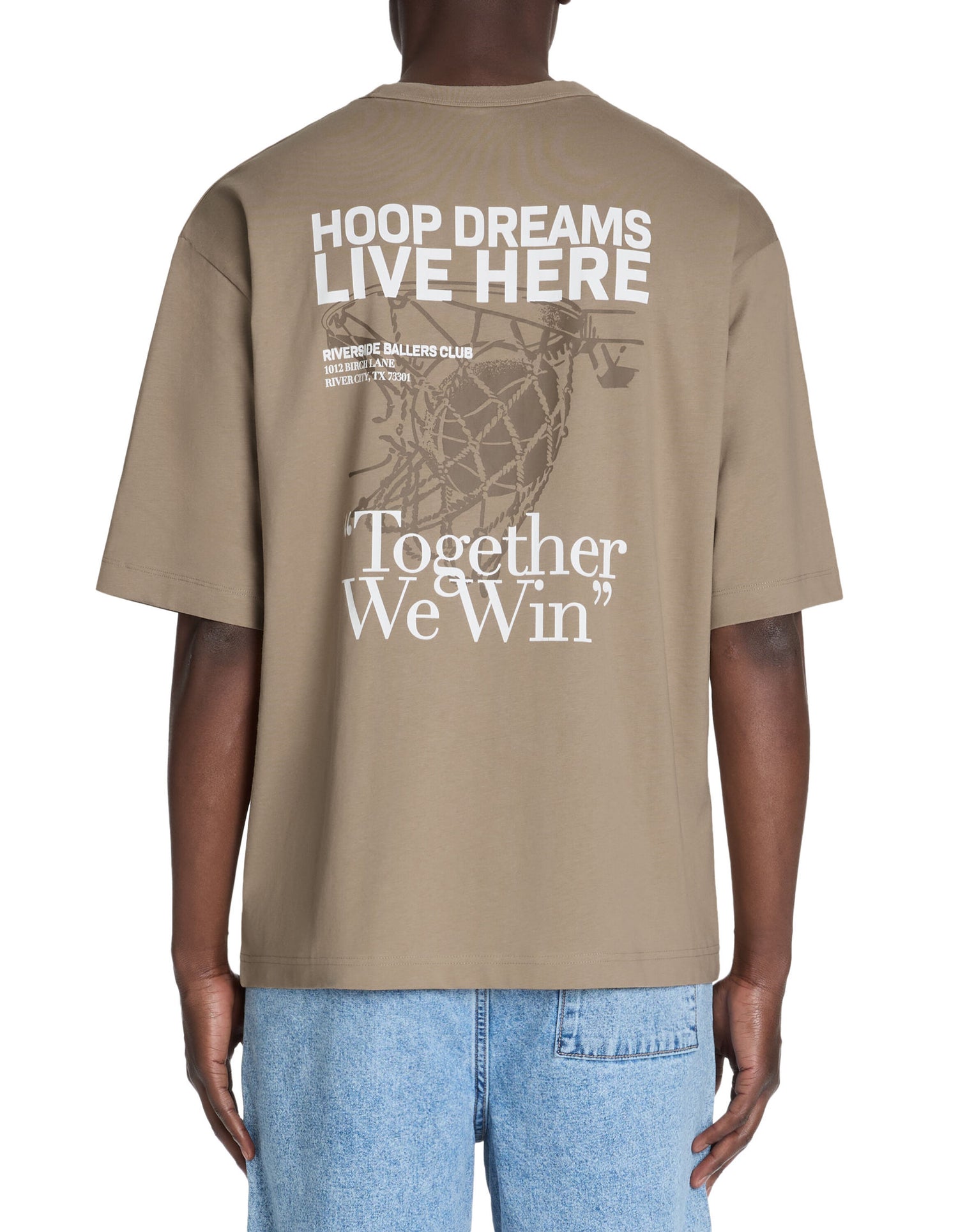 Celio_Taupe Oversized T-Shirt Round Neck 100% Cotton_LECLUB_TAUPE_03