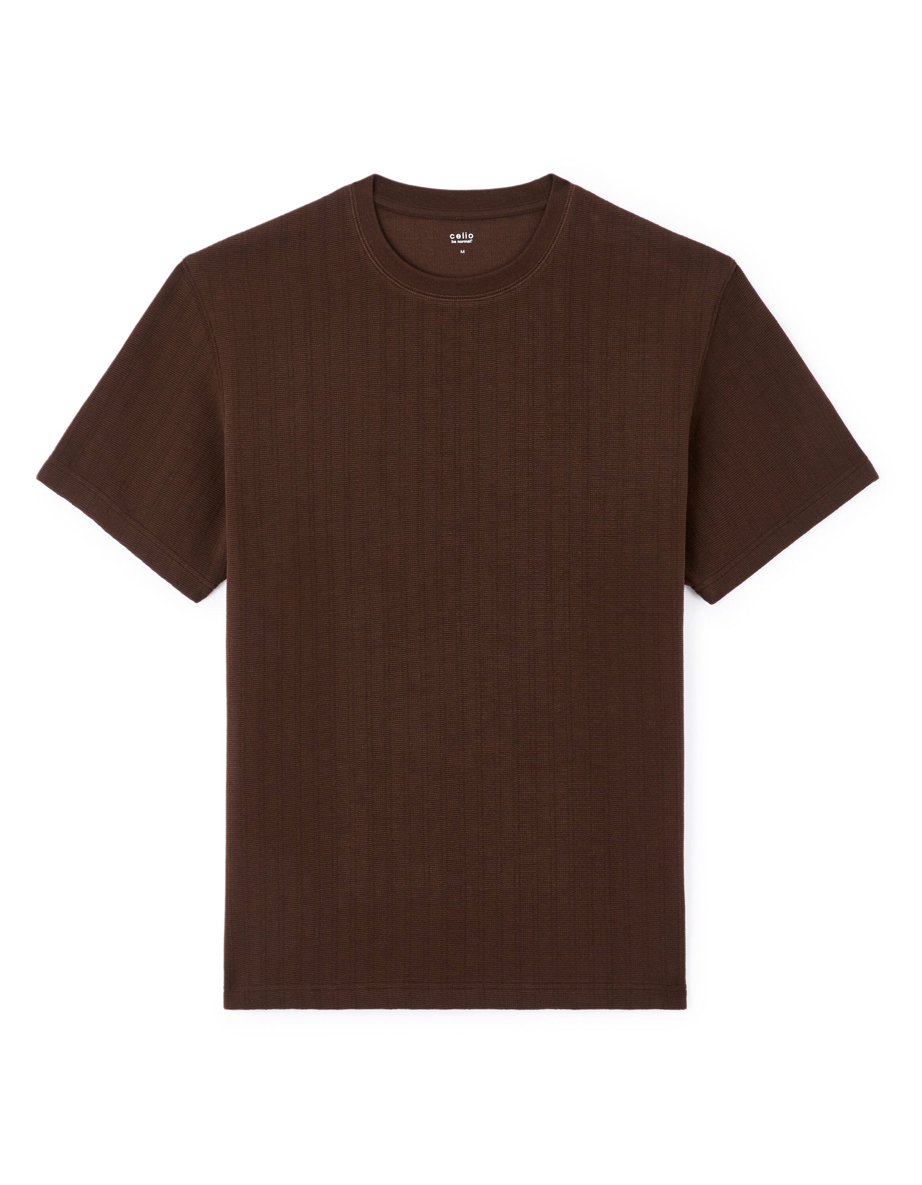 Celio_Brown Oversized T-Shirt Round Neck 100% Cotton_LEGACHE_BROWN_04