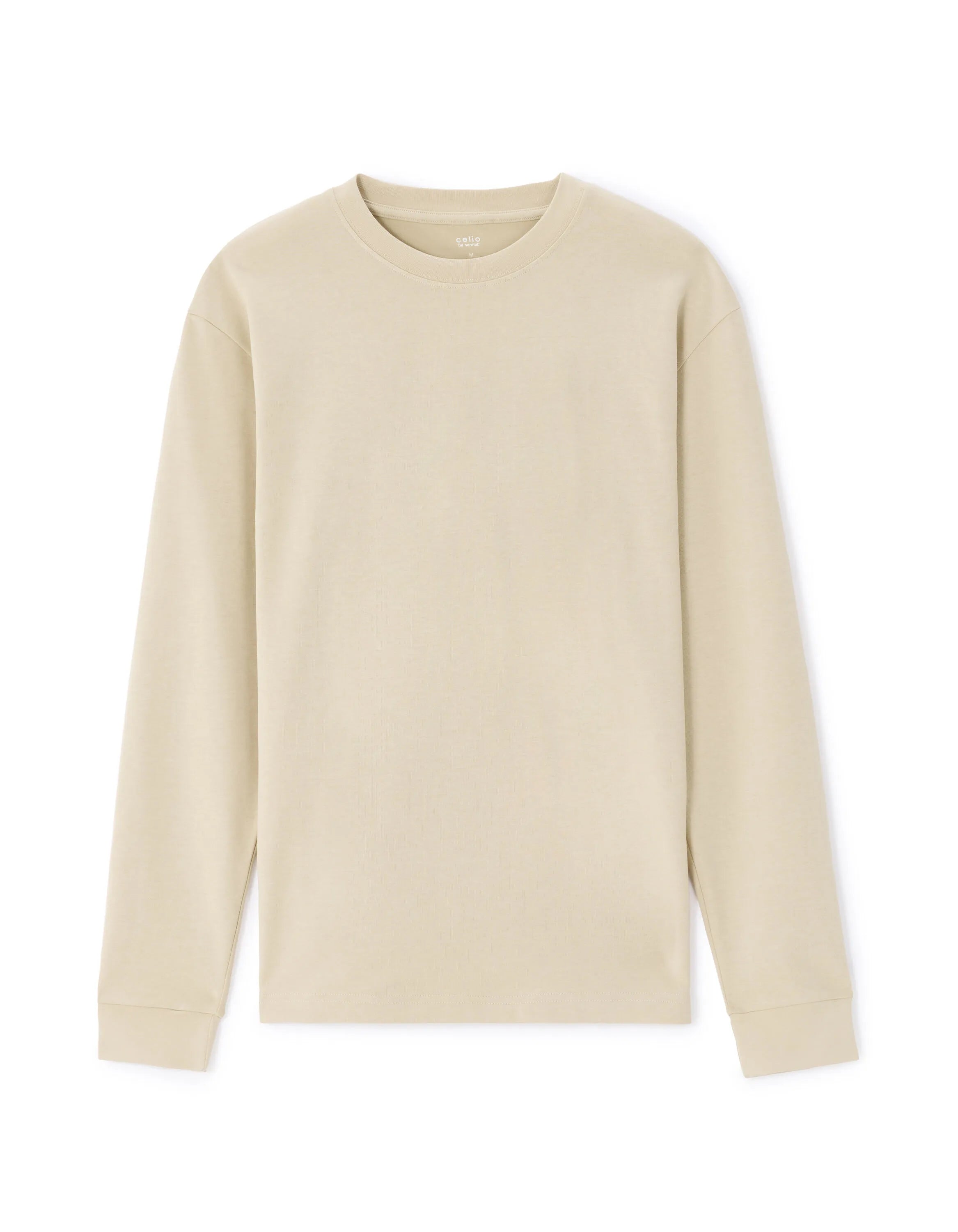 Celio_Beige_Oversized Long-Sleeved T-Shirt - Light Beige_LEHEML_BEIGE LIGHT_01