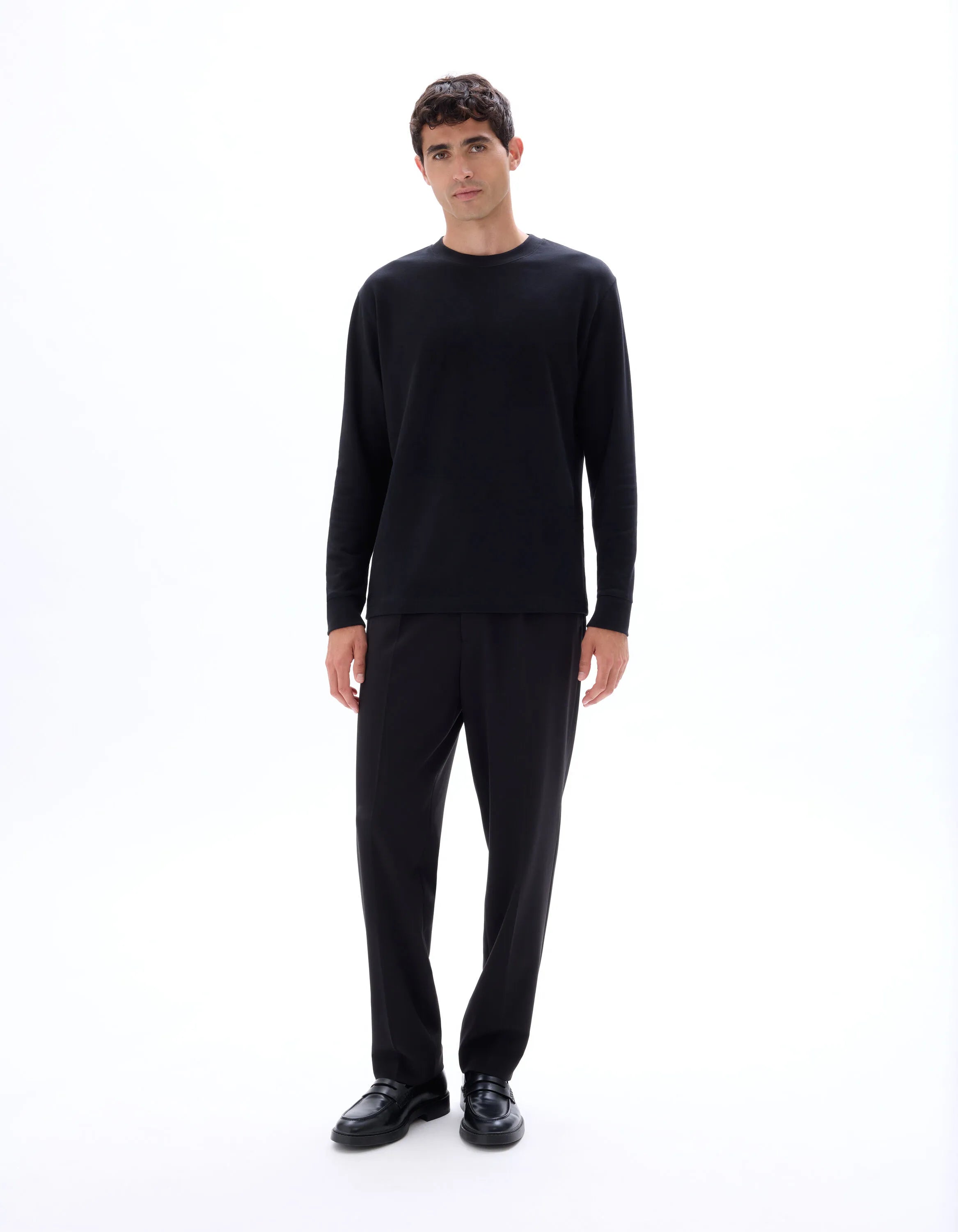 Celio_Black_Relaxed Cotton Blend Long Sleeve T-Shirt_LEHEML_BLACK_02