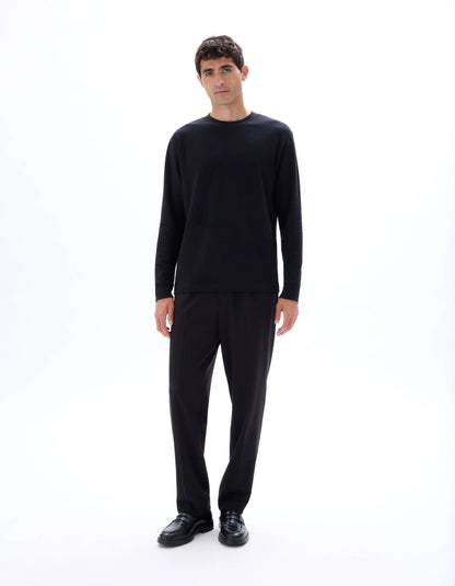 Celio_Black_Relaxed Cotton Blend Long Sleeve T-Shirt_LEHEML_BLACK_02