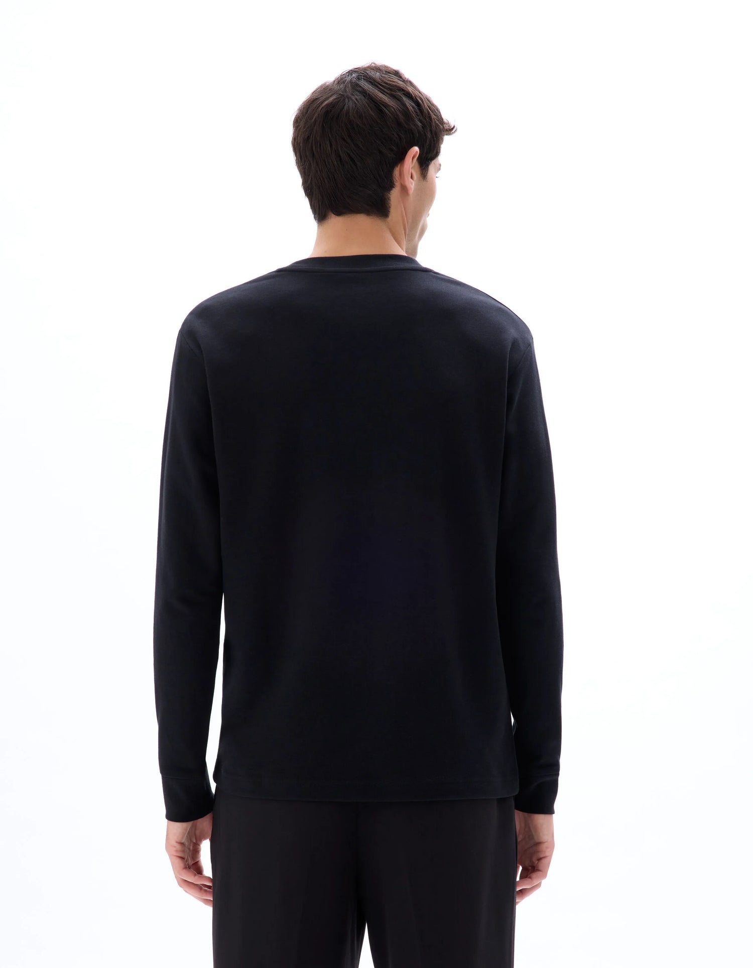 Celio_Black_Relaxed Cotton Blend Long Sleeve T-Shirt_LEHEML_BLACK_03