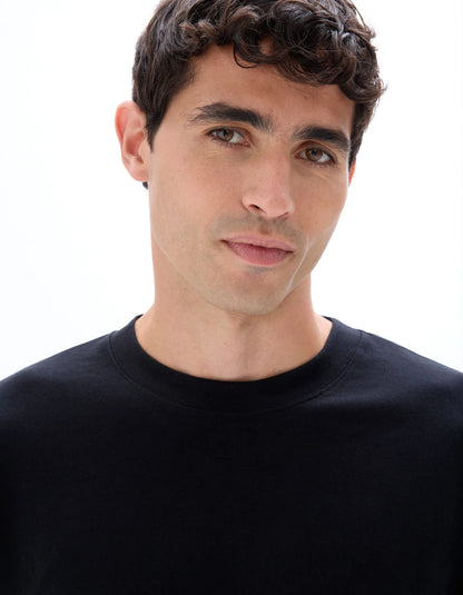 Celio_Black_Relaxed Cotton Blend Long Sleeve T-Shirt_LEHEML_BLACK_04