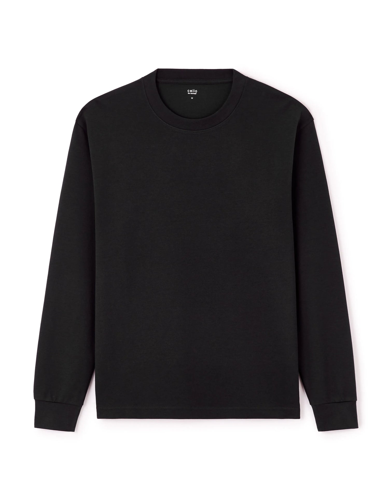 Celio_Black_Relaxed Cotton Blend Long Sleeve T-Shirt_LEHEML_BLACK_05