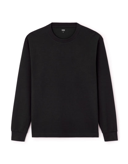 Celio_Black_Relaxed Cotton Blend Long Sleeve T-Shirt_LEHEML_BLACK_05