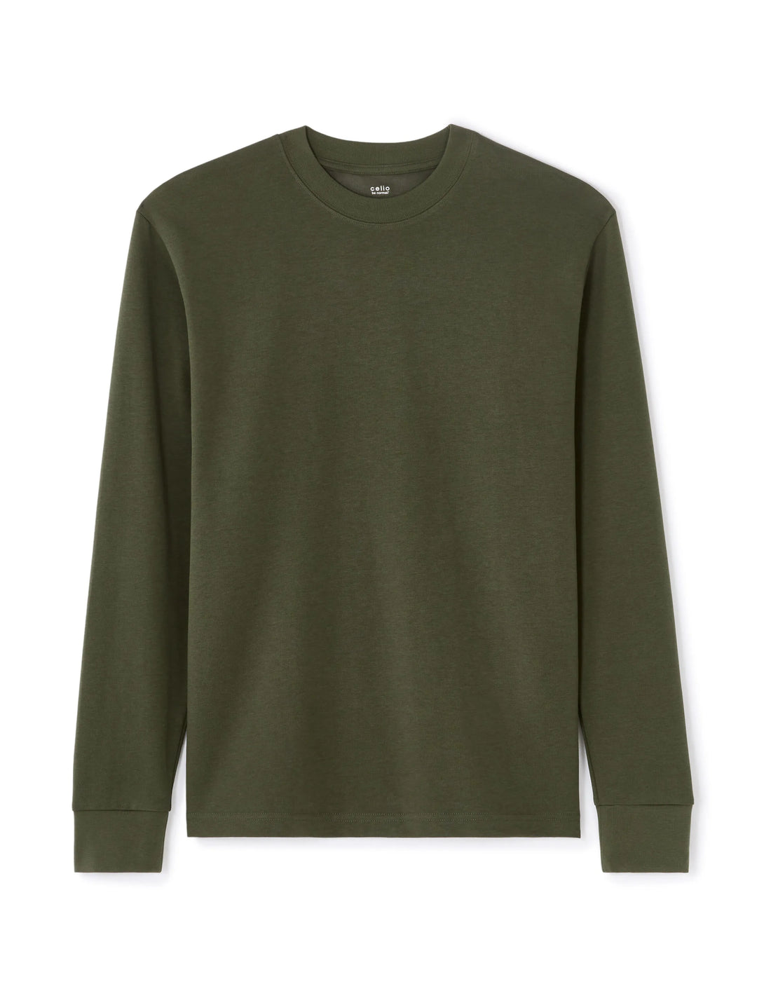 Celio_Deep Kaki_Oversized Long-Sleeved T-Shirt_LEHEML_DEEP KAKI_01