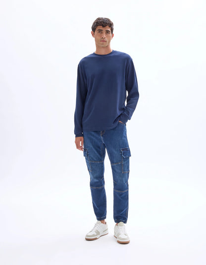 Celio_Navy_Relaxed Long-Sleeved T-Shirt_LEHEML_NAVY_02