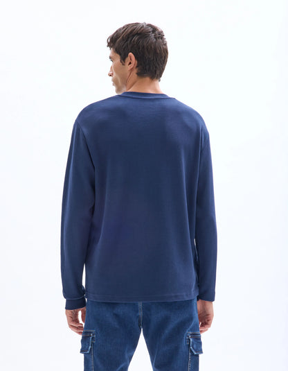 Celio_Navy_Relaxed Long-Sleeved T-Shirt_LEHEML_NAVY_03
