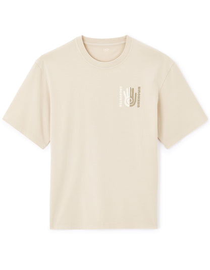 Celio_Beige Oversized T-Shirt Round Neck 100% Cotton_LEMIND_BEIGE_04