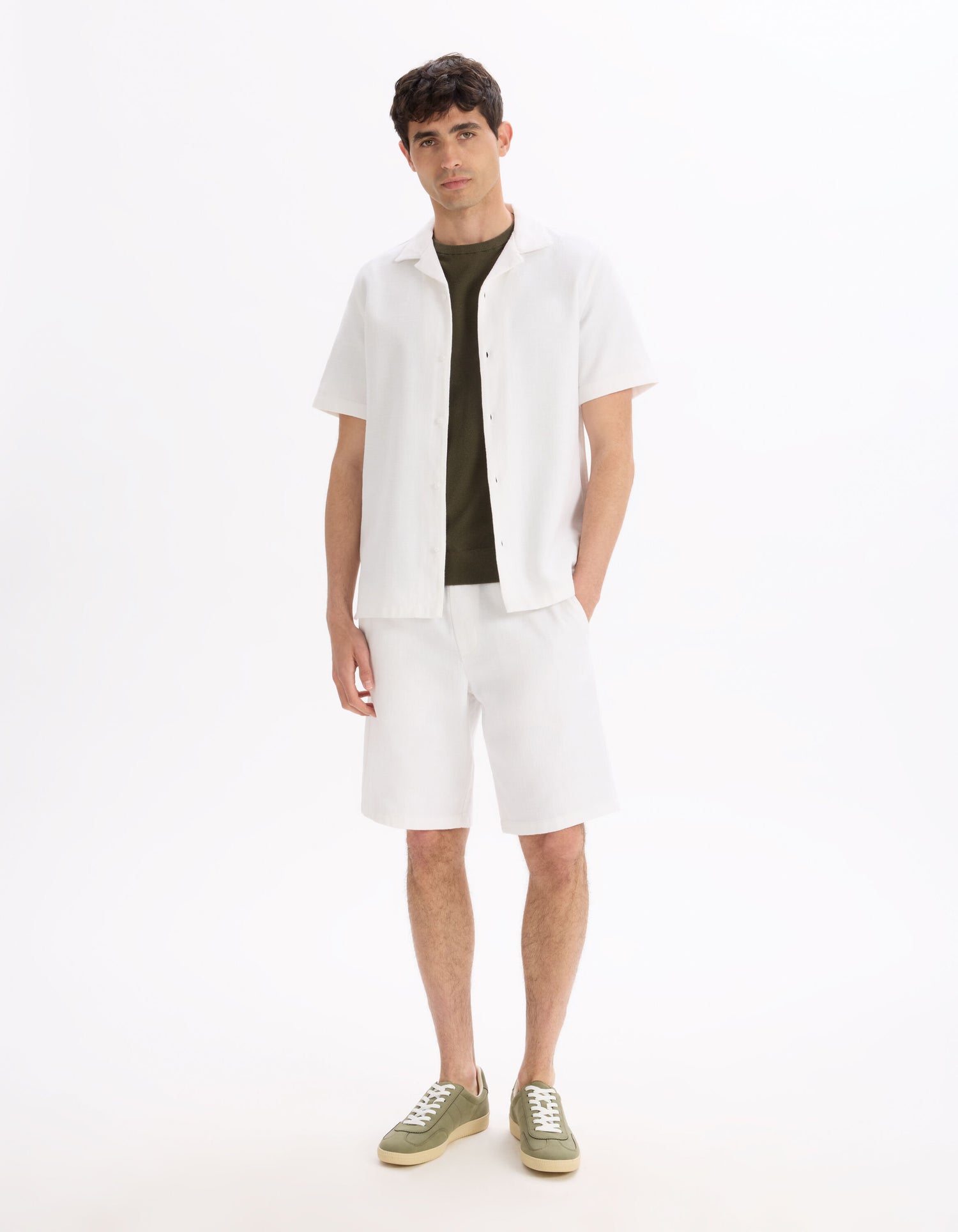 Celio_Khaki Straight T-Shirt Round Neck 100% Cotton_LEPICTI_REAL KHAKI_01