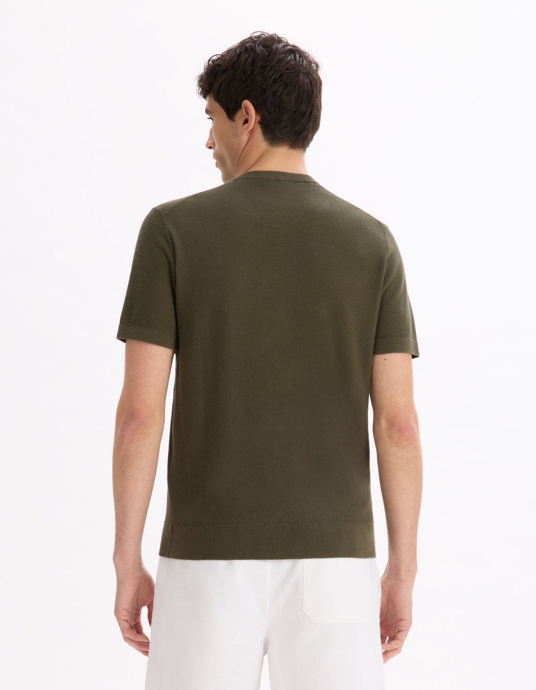 Celio_Khaki Straight T-Shirt Round Neck 100% Cotton_LEPICTI_REAL KHAKI_03