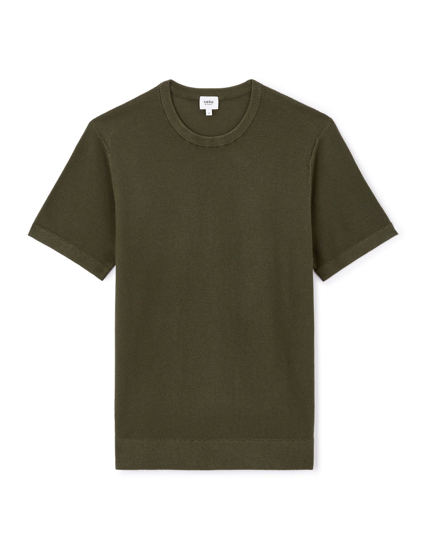Celio_Khaki Straight T-Shirt Round Neck 100% Cotton_LEPICTI_REAL KHAKI_05