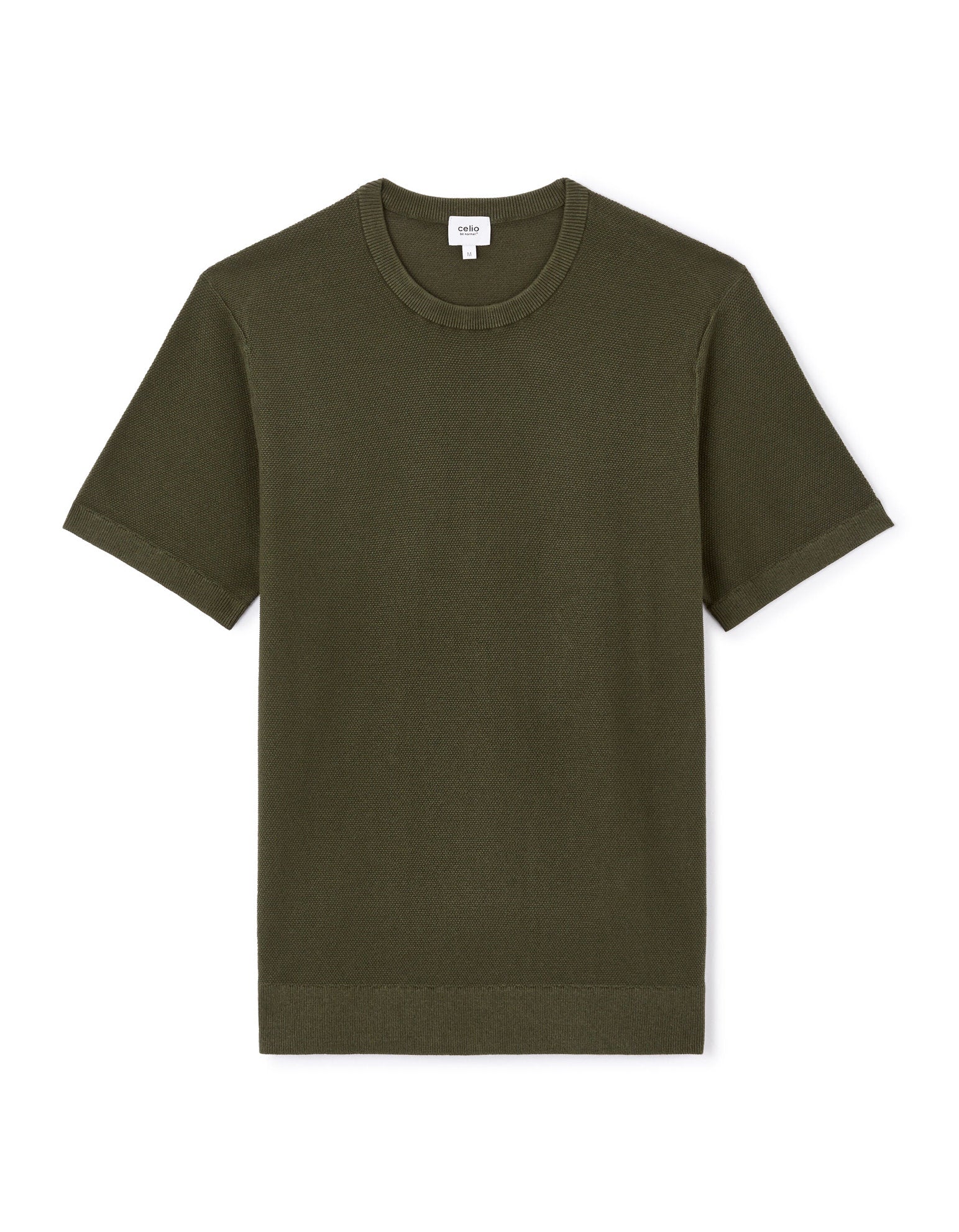 Celio_Khaki Straight T-Shirt Round Neck 100% Cotton_LEPICTI_REAL KHAKI_05