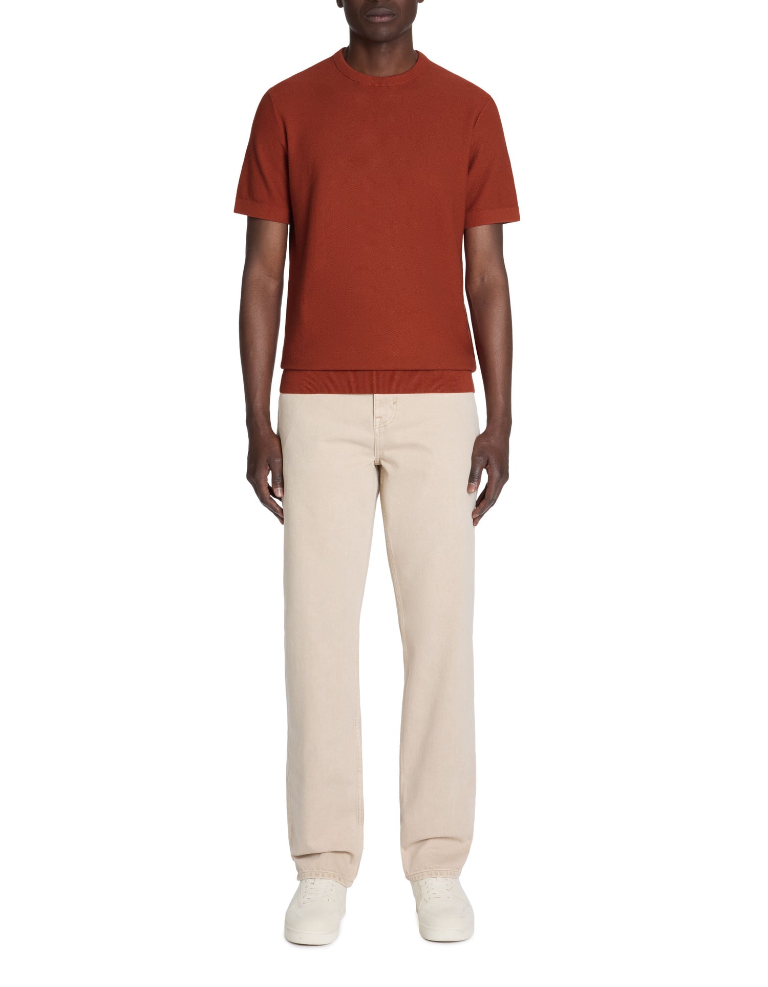 Celio_Brown Straight T-Shirt Round Neck 100% Cotton_LEPICTI_TERRA_01