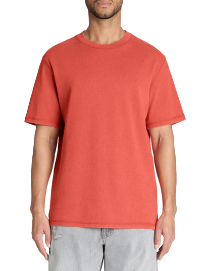 Celio_Red T-Shirt Boxy Round Neck 100% Cotton Pigment_LEPIGMENT_CRANBERRY_02