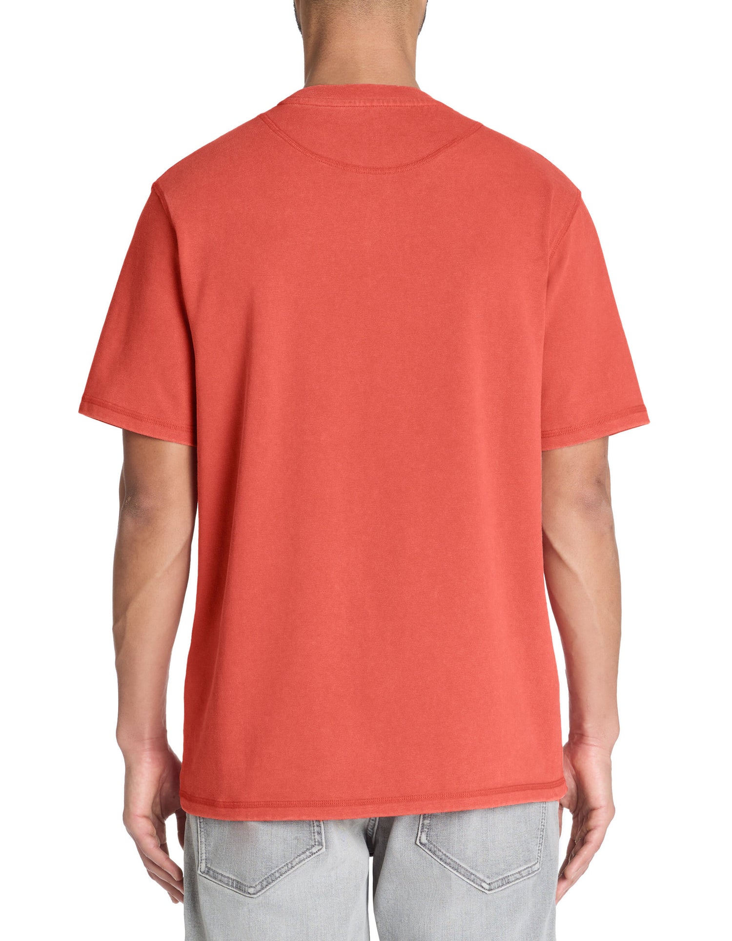 Celio_Red T-Shirt Boxy Round Neck 100% Cotton Pigment_LEPIGMENT_CRANBERRY_03