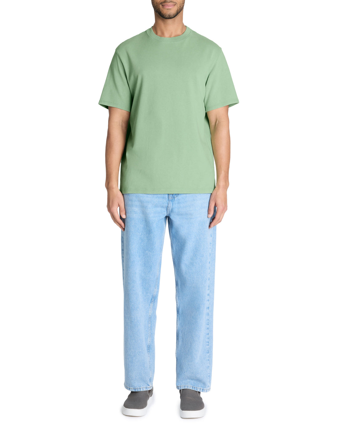 Celio_Green T-Shirt Boxy Round Neck 100% Cotton Pigment_LEPIGMENT_ZEPHYR GREEN_01