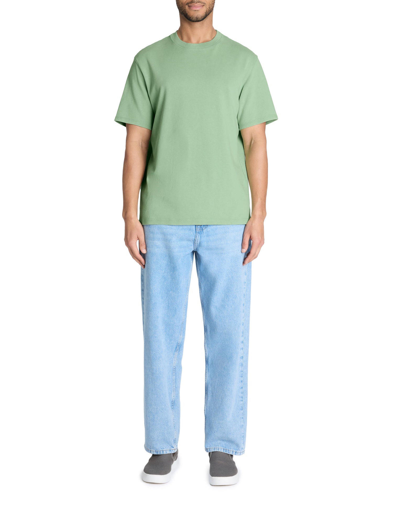Celio_Green T-Shirt Boxy Round Neck 100% Cotton Pigment_LEPIGMENT_ZEPHYR GREEN_01