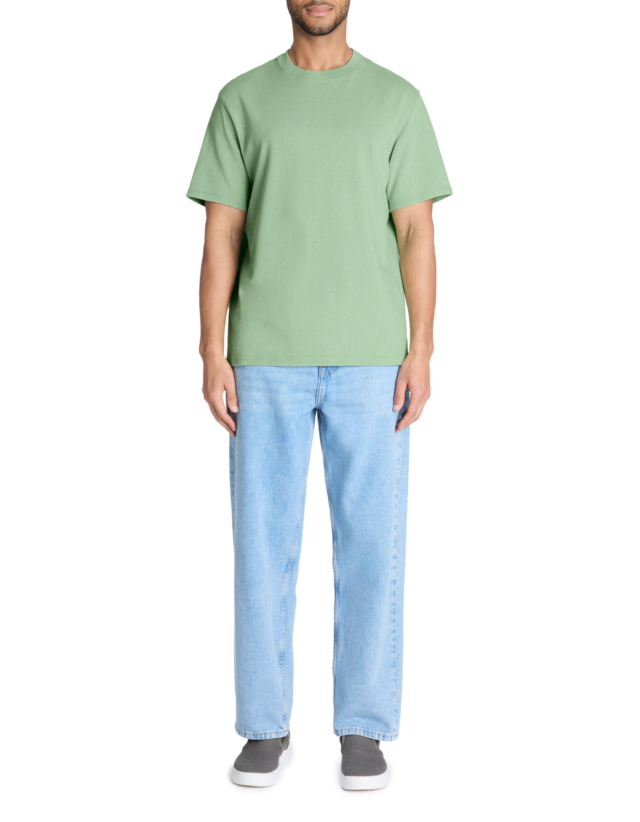 Celio_Green T-Shirt Boxy Round Neck 100% Cotton Pigment_LEPIGMENT_ZEPHYR GREEN_01