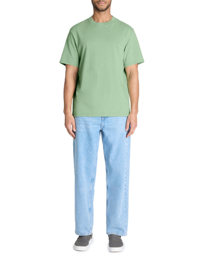 Celio_Green T-Shirt Boxy Round Neck 100% Cotton Pigment_LEPIGMENT_ZEPHYR GREEN_01