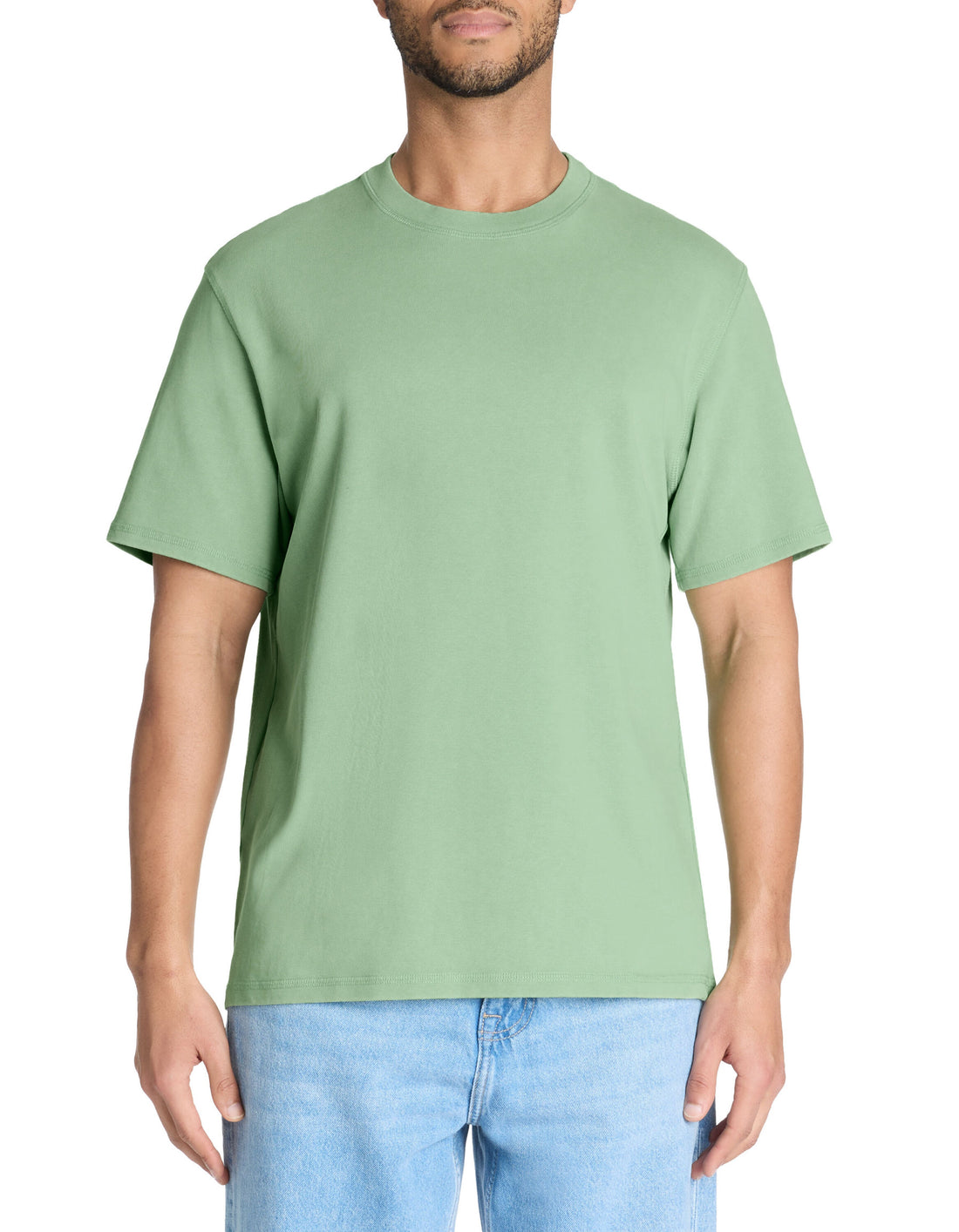 Celio_Green T-Shirt Boxy Round Neck 100% Cotton Pigment_LEPIGMENT_ZEPHYR GREEN_02