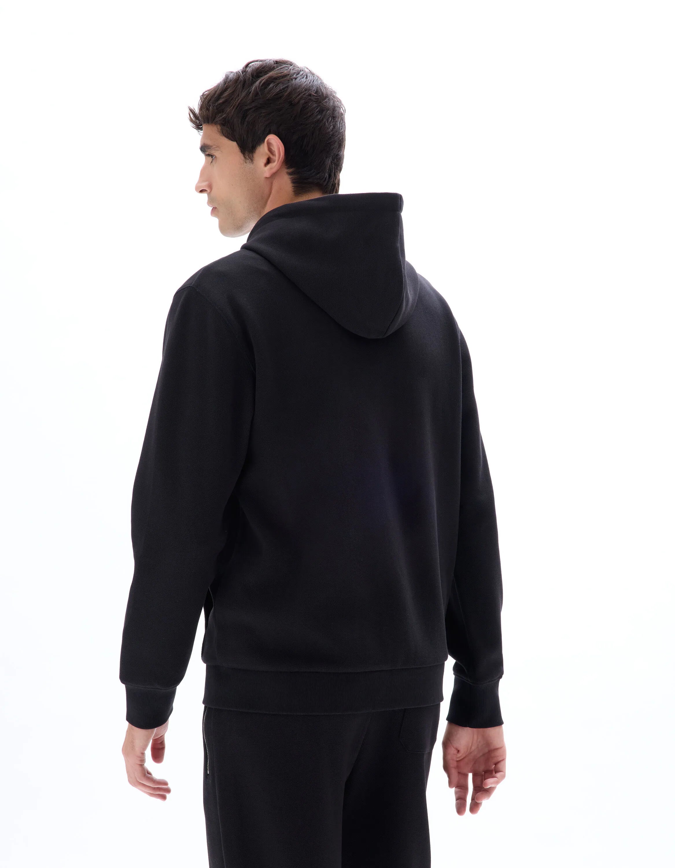 Celio_Black_Regular-Fit Pique Zip-Up Hoodie_LEPIQUET_BLACK_03
