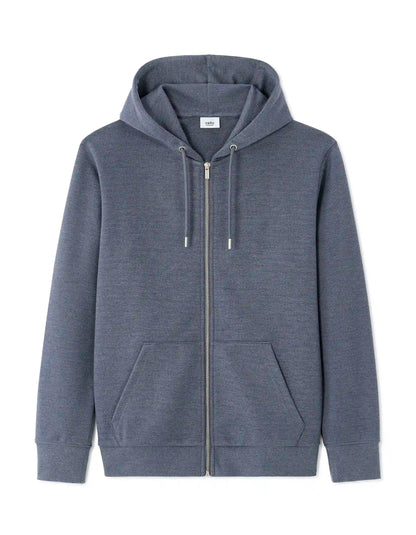 Celio_Heather Grey Blue_Regular-Fit Zip-Up Pique Hoodie_LEPIQUET_HEATHER GREY BLUE_05