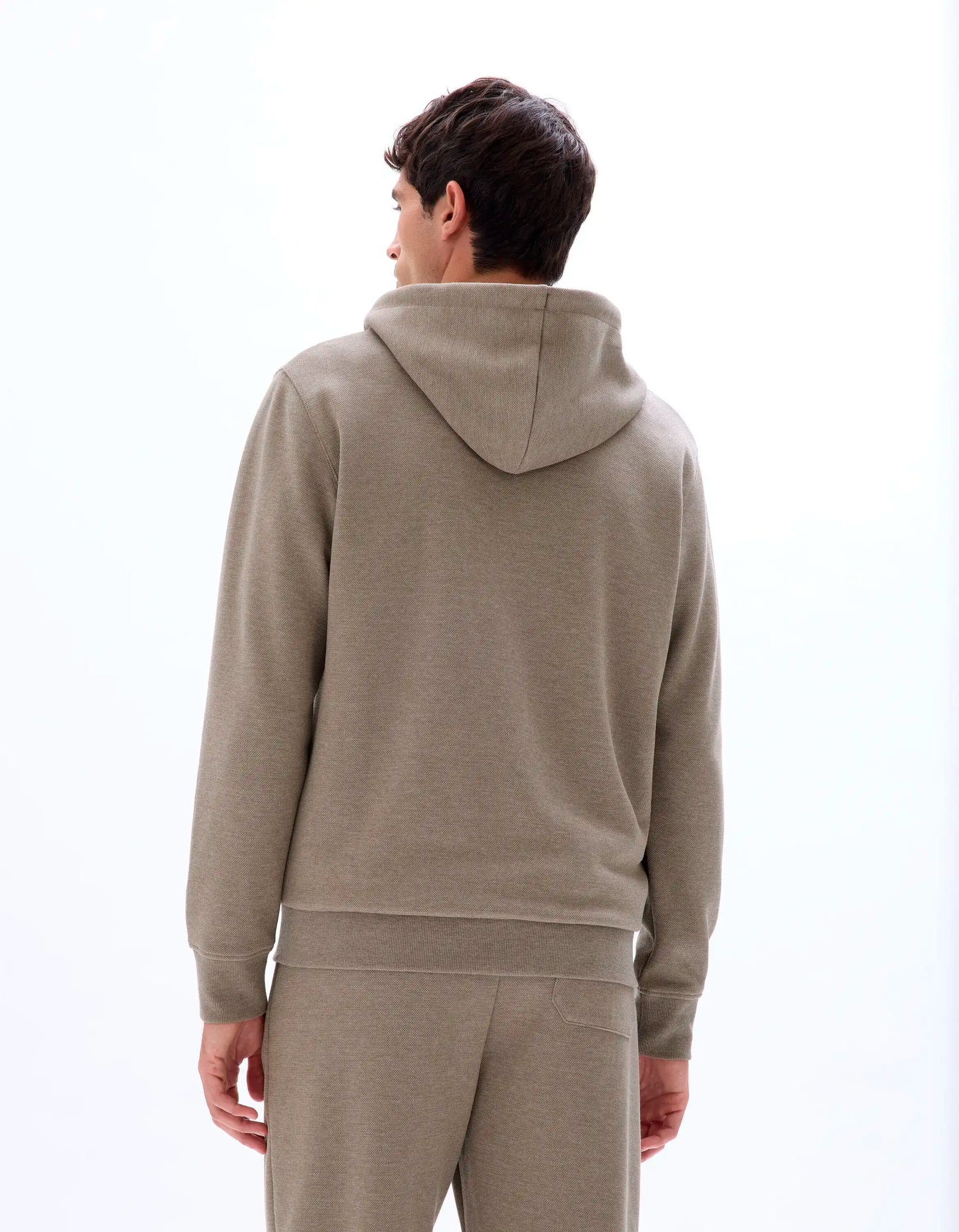 Celio_Heather Taupe_Regular-Fit Zip-Up Pique Hoodie_LEPIQUET_HEATHER TAUPE_03
