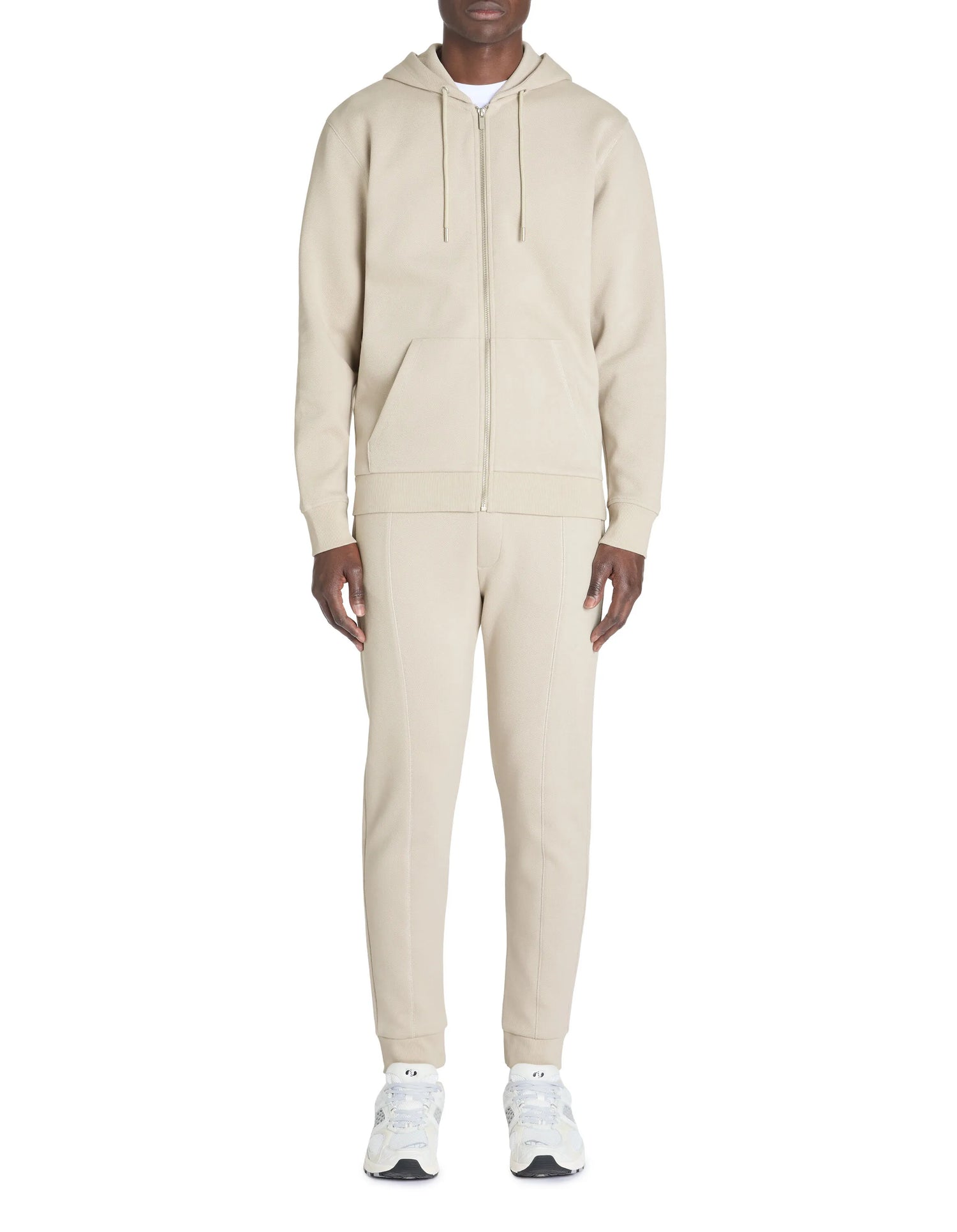 Celio_Sand_Regular Cotton Blend Zip-Up Hoodie_LEPIQUET_SAND_02