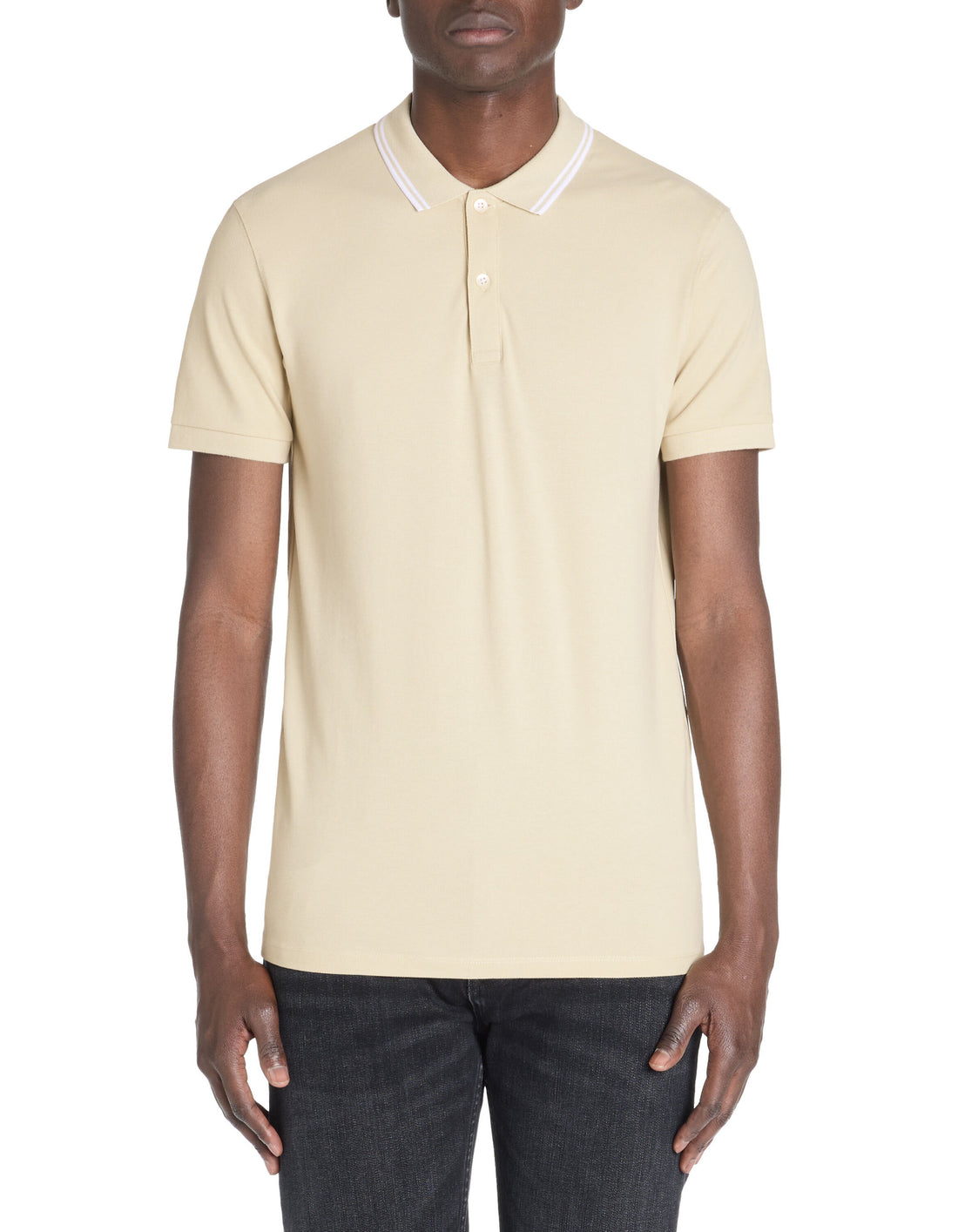 Celio_Beige Polo Slim Coton Stretch_LEPRIME_SAND_02