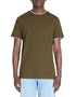 Celio_Khaki Straight Striped Collar T-Shirt in Stretch Cotton_LETERAYE_KHAKI_02