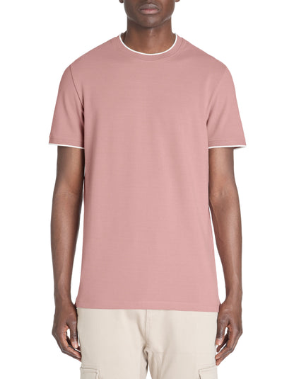 Celio_Purple Straight Striped Collar T-Shirt in Stretch Cotton_LETERAYE_PARME_02