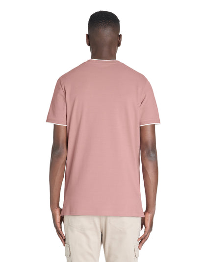 Celio_Purple Straight Striped Collar T-Shirt in Stretch Cotton_LETERAYE_PARME_03