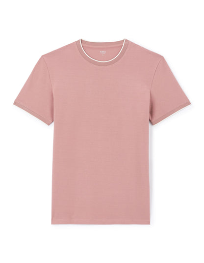 Celio_Purple Straight Striped Collar T-Shirt in Stretch Cotton_LETERAYE_PARME_04