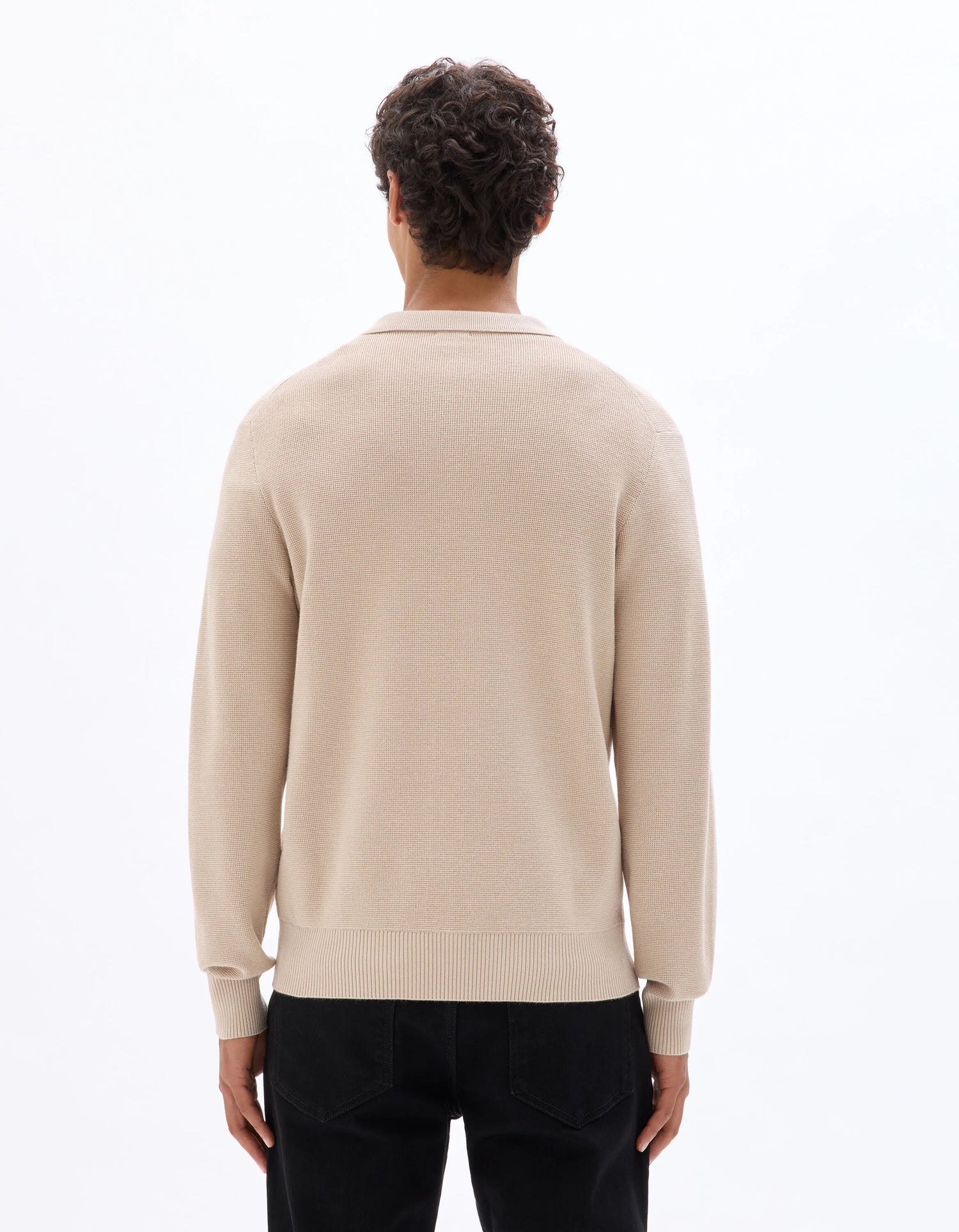 Celio_Beige_Waffle Zip-Up Polo Neck Sweater - Beige_LEVIATAN_BEIGE HUMUS_03