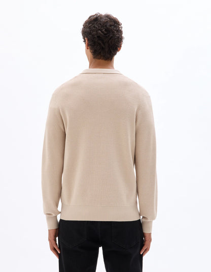 Celio_Beige_Waffle Zip-Up Polo Neck Sweater - Beige_LEVIATAN_BEIGE HUMUS_03