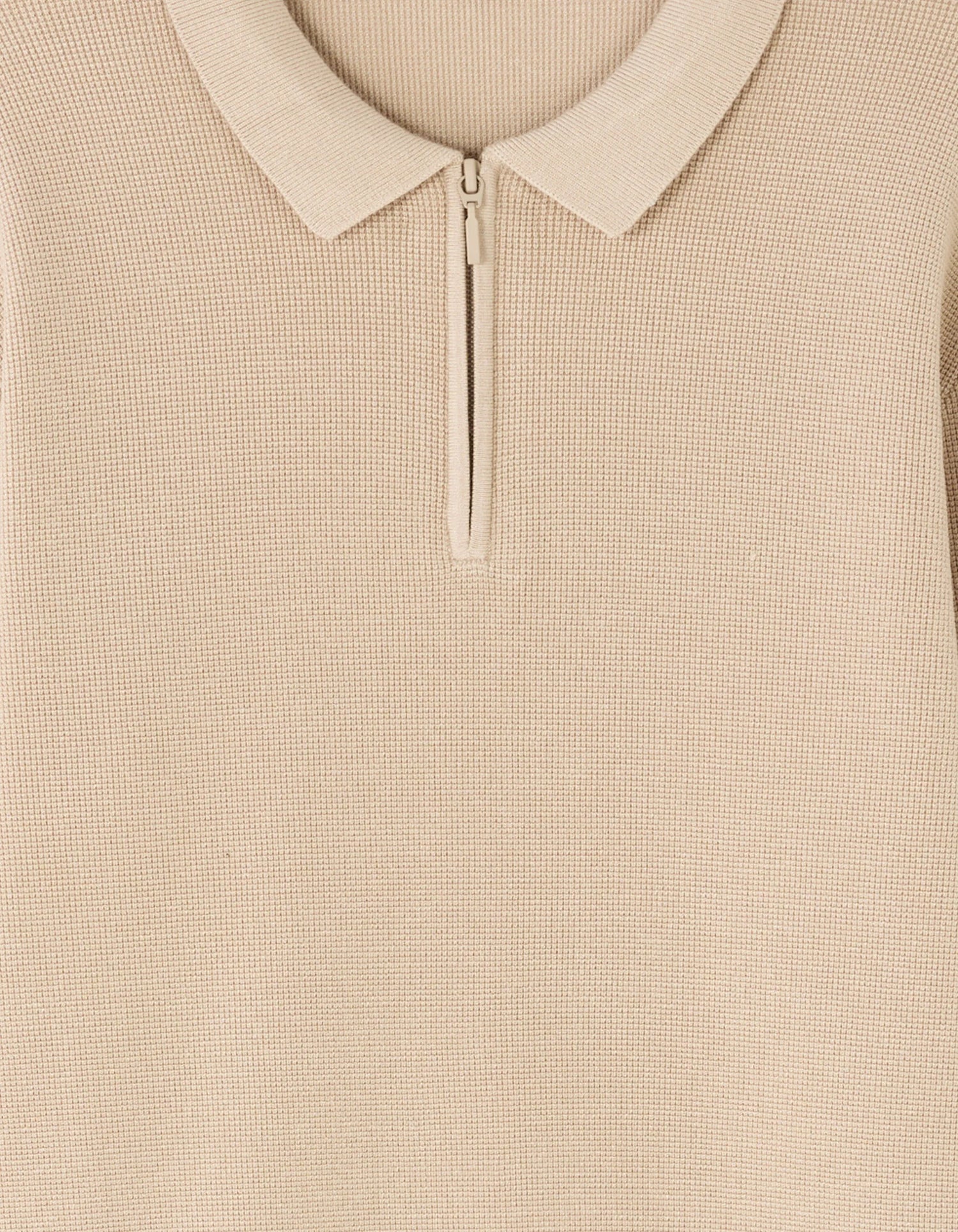 Celio_Beige_Waffle Zip-Up Polo Neck Sweater - Beige_LEVIATAN_BEIGE HUMUS_05