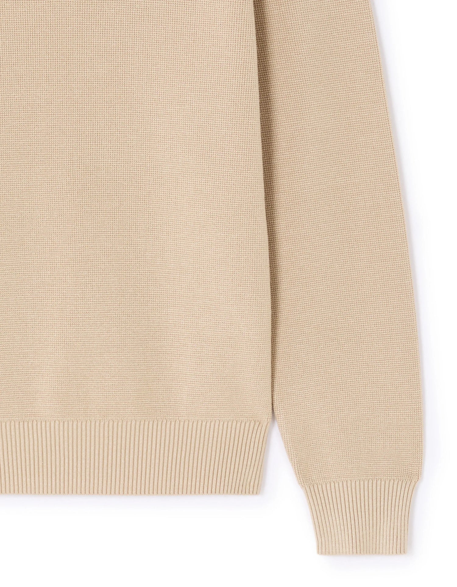 Celio_Beige_Waffle Zip-Up Polo Neck Sweater - Beige_LEVIATAN_BEIGE HUMUS_06