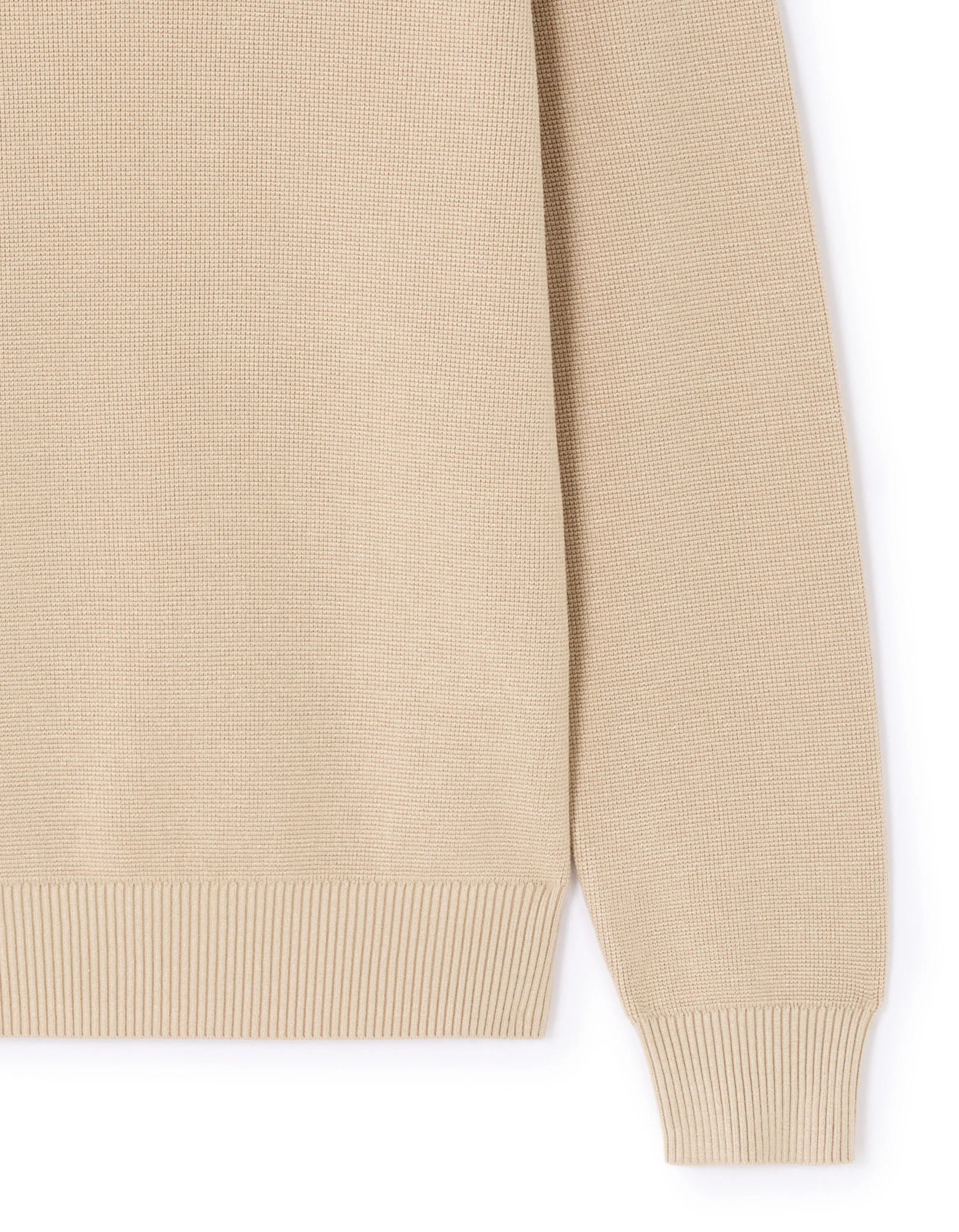 Celio_Beige_Waffle Zip-Up Polo Neck Sweater - Beige_LEVIATAN_BEIGE HUMUS_06