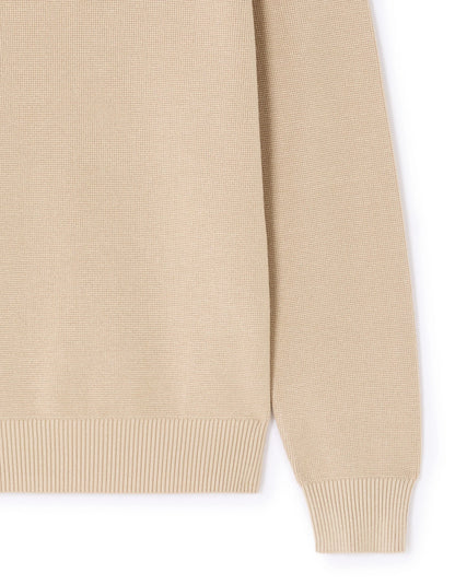Celio_Beige_Waffle Zip-Up Polo Neck Sweater - Beige_LEVIATAN_BEIGE HUMUS_06