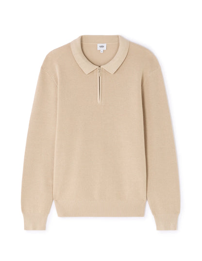 Celio_Beige_Waffle Zip-Up Polo Neck Sweater - Beige_LEVIATAN_BEIGE HUMUS_07