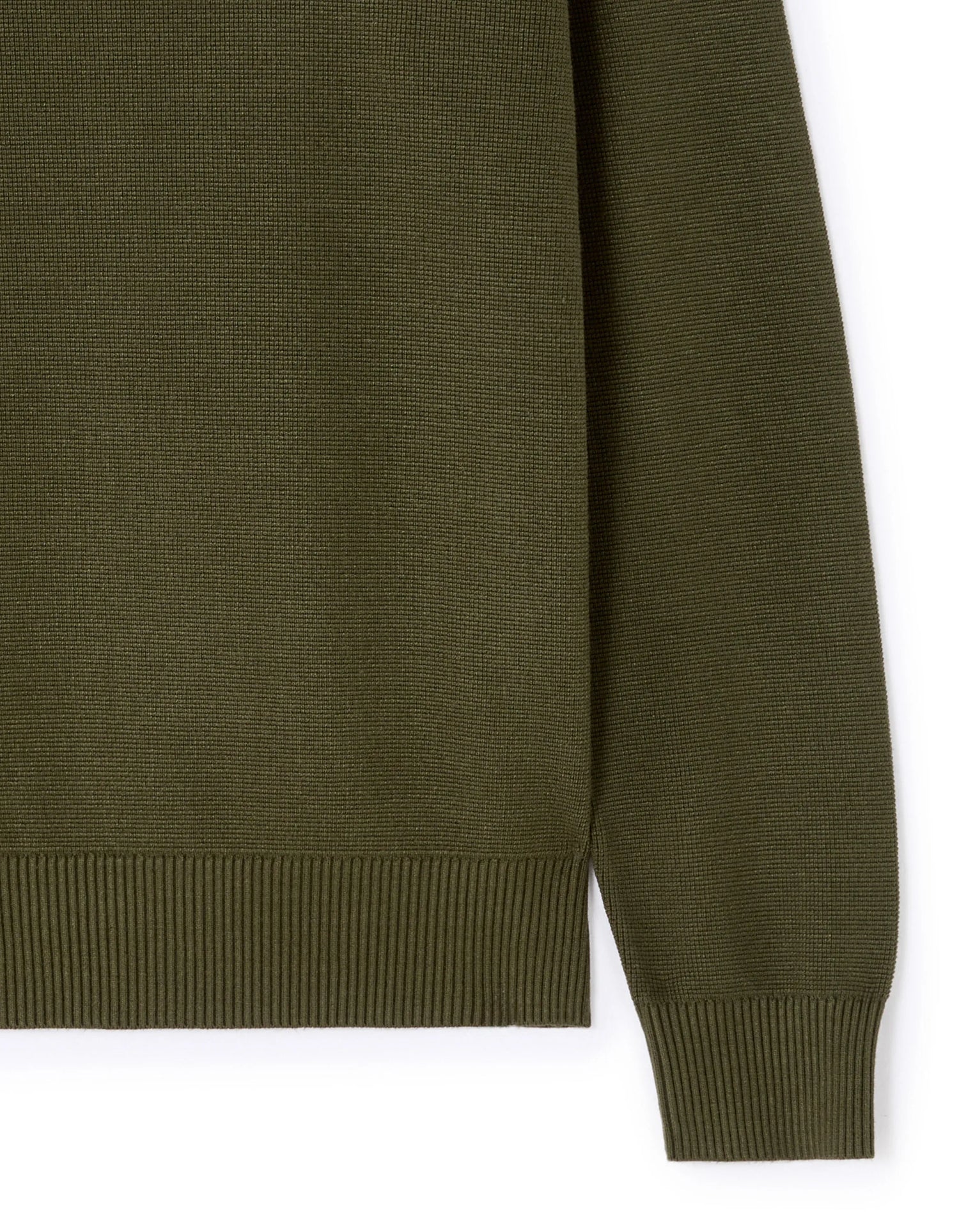 Celio_Green_Waffle Zip-Up Polo Neck Sweater - Khaki_LEVIATAN_KAKI_06
