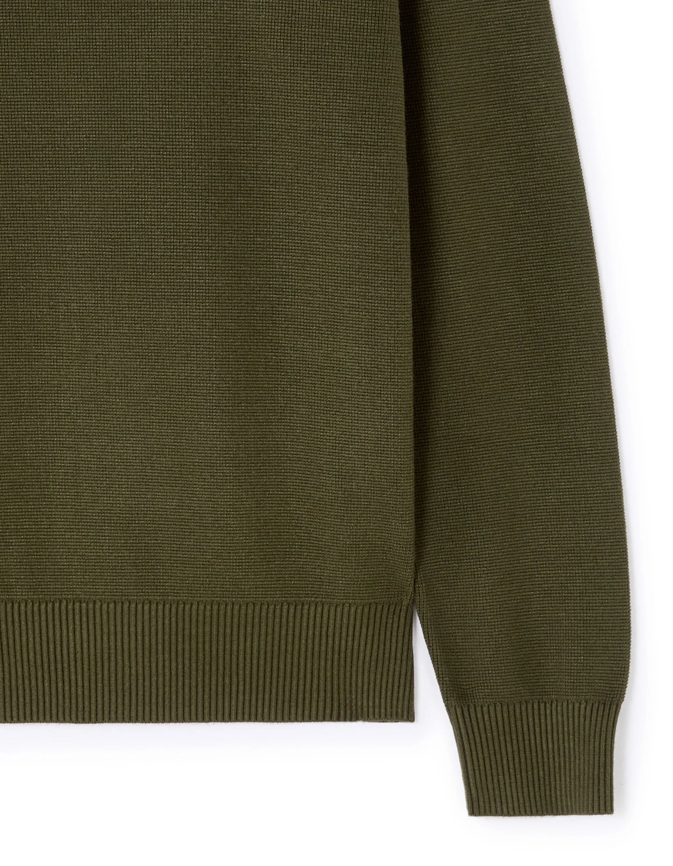 Celio_Green_Waffle Zip-Up Polo Neck Sweater - Khaki_LEVIATAN_KAKI_06