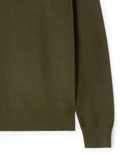 Celio_Green_Waffle Zip-Up Polo Neck Sweater - Khaki_LEVIATAN_KAKI_06