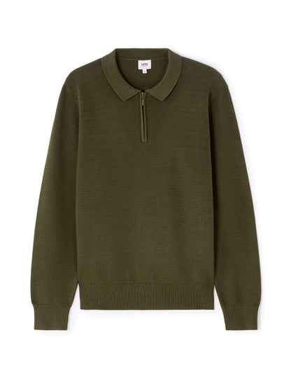 Celio_Green_Waffle Zip-Up Polo Neck Sweater - Khaki_LEVIATAN_KAKI_07