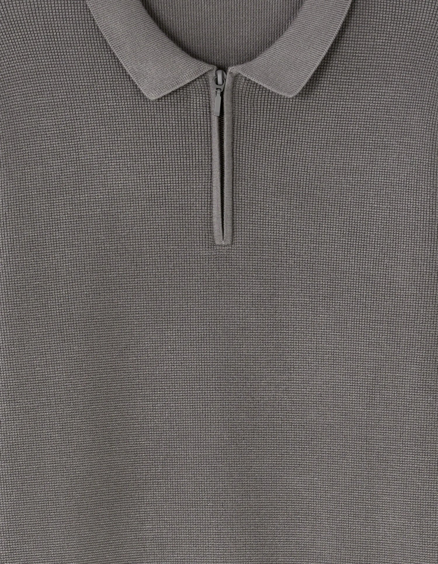 Celio_Grey_Embossed Zipped Polo Collar Sweater - Gray_LEVIATAN_MID GREY_05