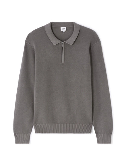 Celio_Grey_Embossed Zipped Polo Collar Sweater - Gray_LEVIATAN_MID GREY_07