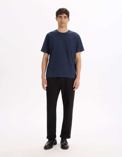 Celio_Navy Boxy T-Shirt with Round Neck_LEWA_SAILOR BLUE_01