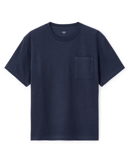 Celio_Navy Boxy T-Shirt with Round Neck_LEWA_SAILOR BLUE_04