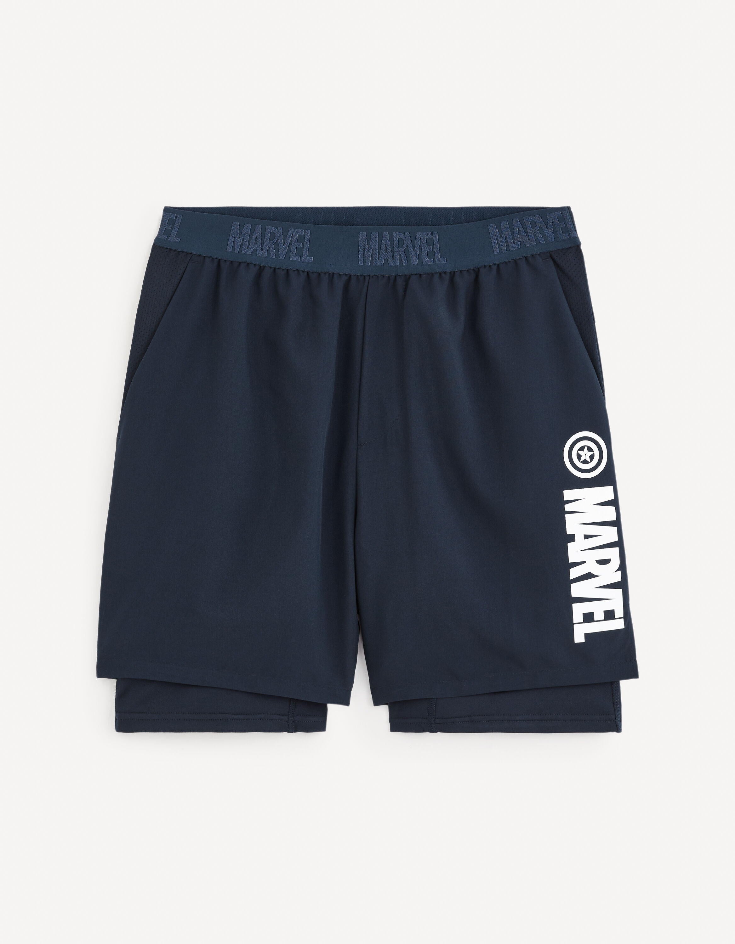 Marvel Active - Captain America Shorts_LGOMARVSH_NAVY_01